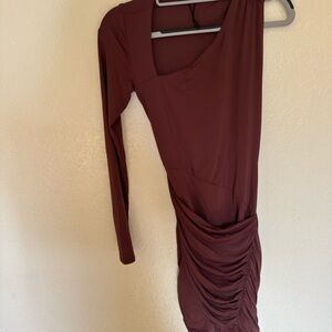 Zara Maroon Long Sleeve Dress